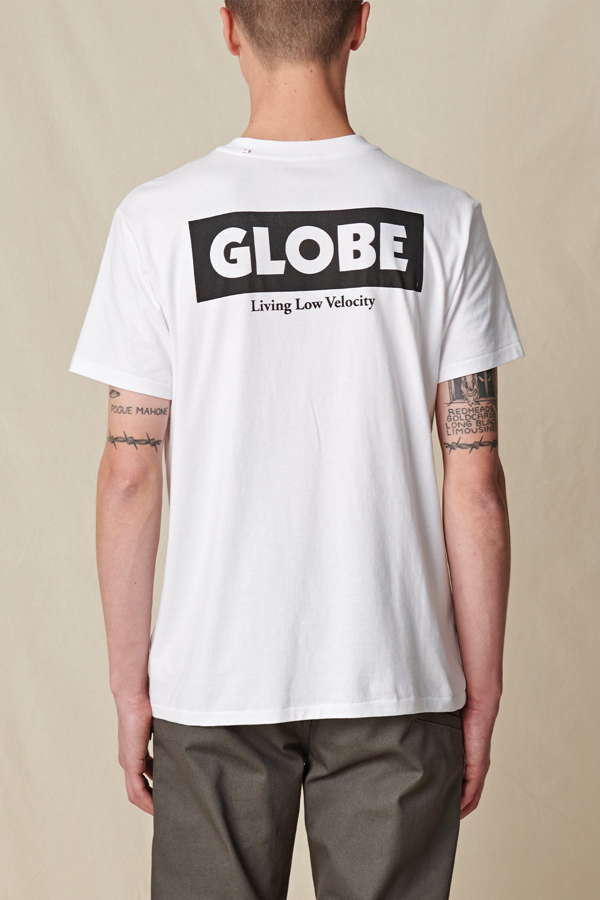 Camiseta Globe Living Low Velocity Blancos | Mexico-728451