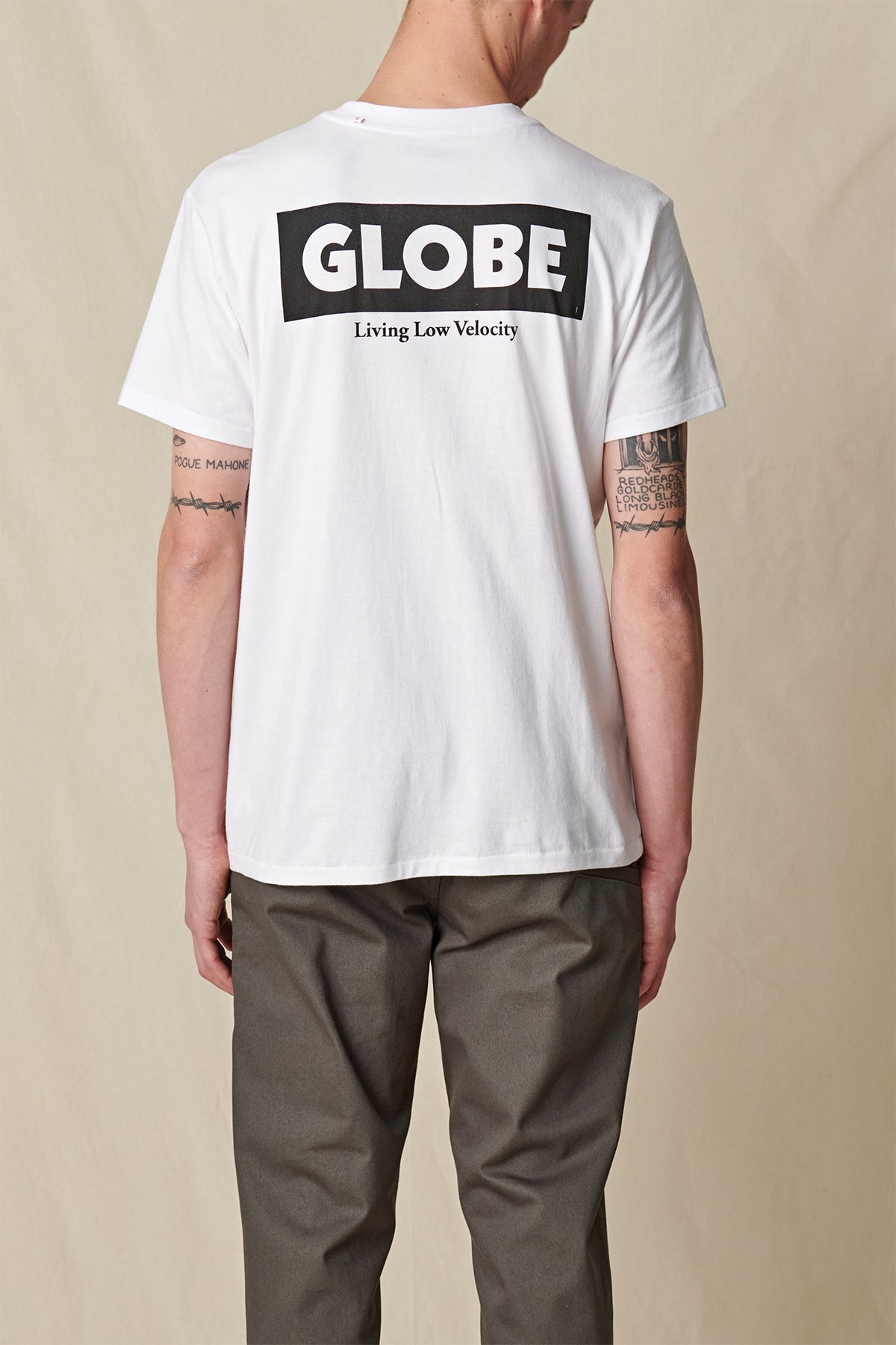 Camiseta Globe Living Low Velocity Blancos | Mexico-728451